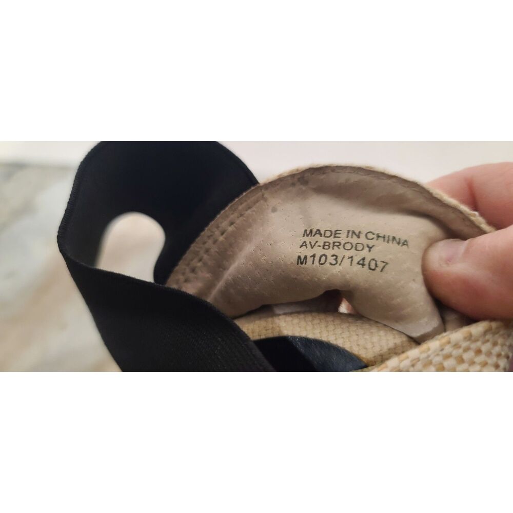 Adrienne Vittadini Black/Tan Wedge Espadrilles Size 9 - Picture 4 of 7
